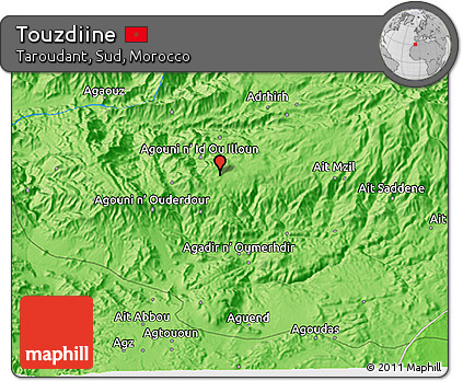 Political 3D Map of Touzdiine