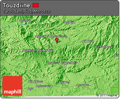 Political 3D Map of Touzdiine