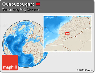 Shaded Relief Location Map of Ouaouzougart
