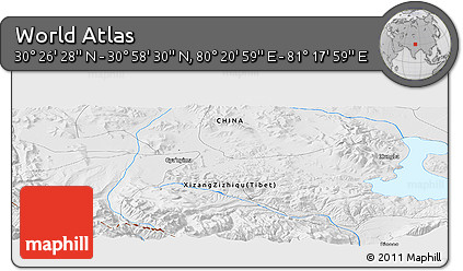 Physical Panoramic Map of the Area around 30° 42' 29" N, 80° 49' 29" E