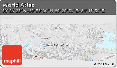 Physical Panoramic Map of the Area around 30° 42' 29" N, 80° 49' 29" E