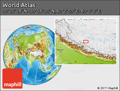 Physical Location Map of the Area around 30° 42' 29" N, 82° 31' 30" E