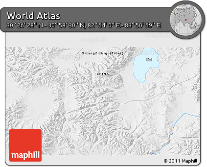 Physical 3D Map of the Area around 30° 42' 29" N, 83° 22' 30" E