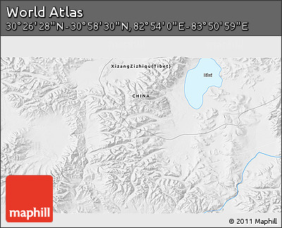 Physical 3D Map of the Area around 30° 42' 29" N, 83° 22' 30" E