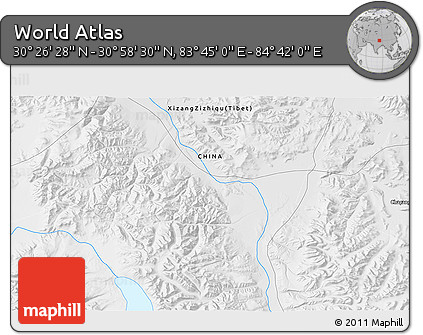 Physical 3D Map of the Area around 30° 42' 29" N, 84° 13' 29" E