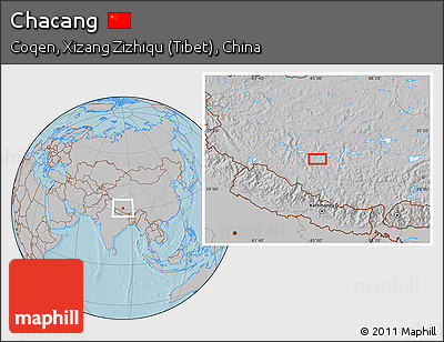 Gray Location Map of Chacang, hill shading