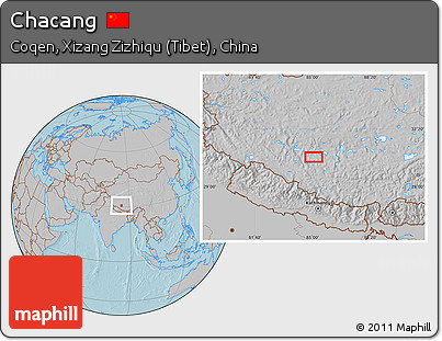 Gray Location Map of Chacang, hill shading