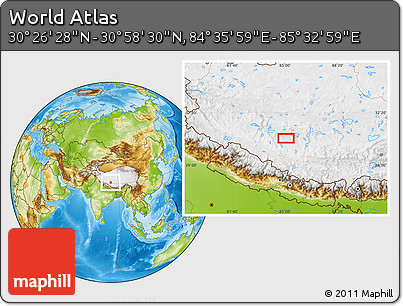 Physical Location Map of the Area around 30° 42' 29" N, 85° 4' 29" E