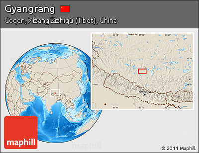 Shaded Relief Location Map of Gyangrang