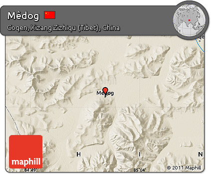 Shaded Relief Map of Mêdog