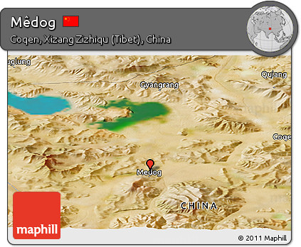 Satellite Panoramic Map of Mêdog