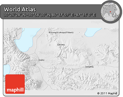 Physical 3D Map of the Area around 30° 42' 29" N, 86° 46' 30" E