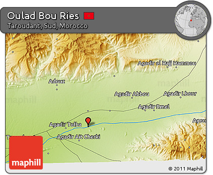 Physical 3D Map of Oulad Bou Ries