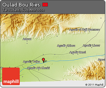 Physical 3D Map of Oulad Bou Ries