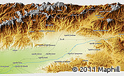 Physical 3D Map of the area around 30° 42' 29" N, 8° 25' 30" W