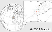 Blank Location Map of the area around 30° 42' 29" N, 8° 25' 30" W