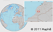 Gray Location Map of the area around 30° 42' 29" N, 8° 25' 30" W