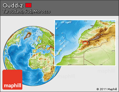 Physical Location Map of Ouddiz