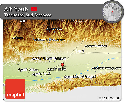 Physical Panoramic Map of Aït Youb