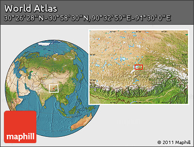 Satellite Location Map of the Area around 30° 42' 29" N, 91° 1' 30" E
