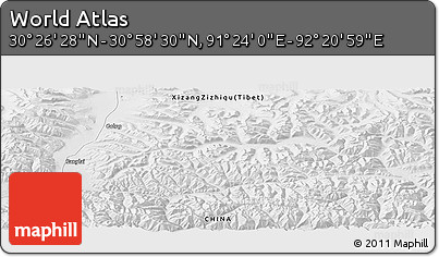 Physical Panoramic Map of the Area around 30° 42' 29" N, 91° 52' 30" E