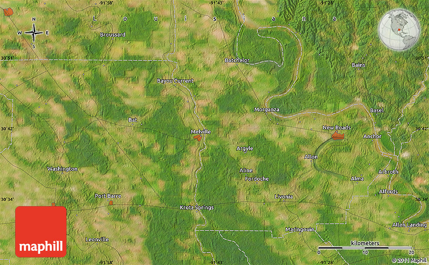 Satellite Map of Opelousas