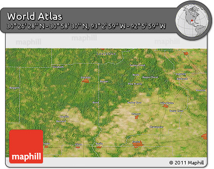 Satellite 3D Map of the Area around 30° 42' 29" N, 92° 34' 29" W