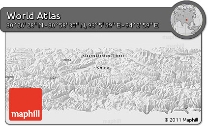 Physical Panoramic Map of the Area around 30° 42' 29" N, 93° 34' 29" E