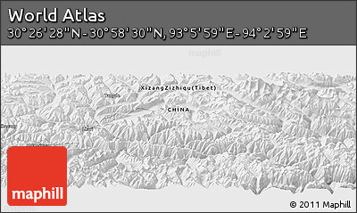 Physical Panoramic Map of the Area around 30° 42' 29" N, 93° 34' 29" E