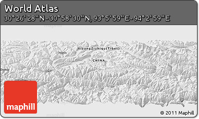 Physical Panoramic Map of the Area around 30° 42' 29" N, 93° 34' 29" E