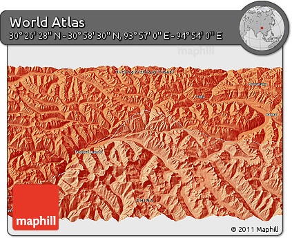 Political 3D Map of the Area around 30° 42' 29" N, 94° 25' 30" E