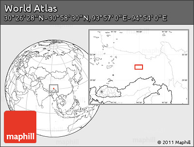 Blank Location Map of the Area around 30° 42' 29" N, 94° 25' 30" E