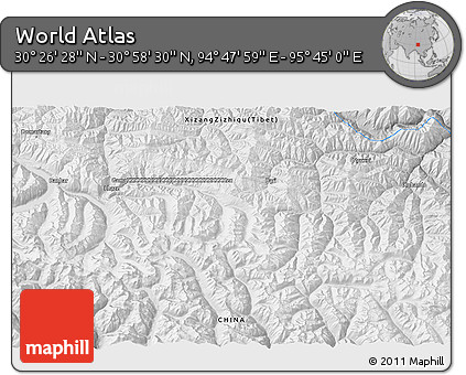 Physical 3D Map of the Area around 30° 42' 29" N, 95° 16' 30" E