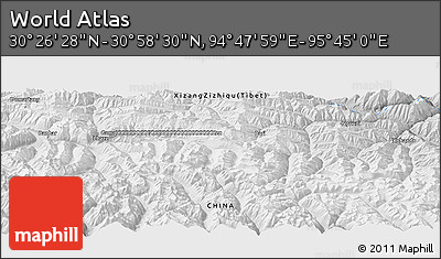 Physical Panoramic Map of the Area around 30° 42' 29" N, 95° 16' 30" E