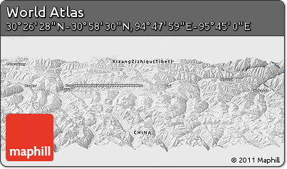 Physical Panoramic Map of the Area around 30° 42' 29" N, 95° 16' 30" E