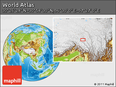 Physical Location Map of the Area around 30° 42' 29" N, 96° 58' 29" E