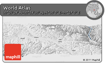 Physical Panoramic Map of the Area around 30° 42' 29" N, 96° 58' 29" E