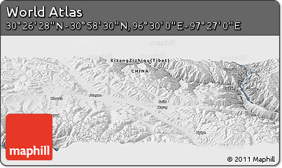 Physical Panoramic Map of the Area around 30° 42' 29" N, 96° 58' 29" E
