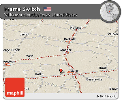 Shaded Relief Panoramic Map of Frame Switch