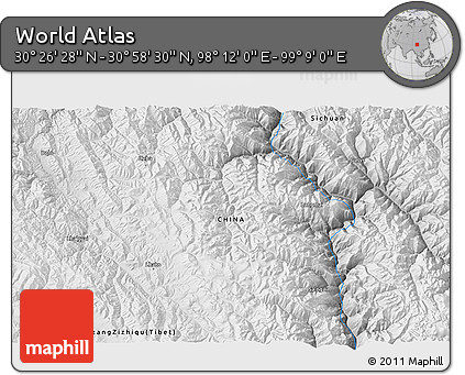 Physical 3D Map of the Area around 30° 42' 29" N, 98° 40' 30" E