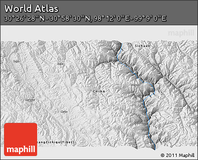 Physical 3D Map of the Area around 30° 42' 29" N, 98° 40' 30" E