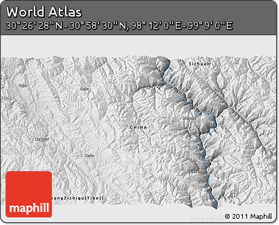 Physical 3D Map of the Area around 30° 42' 29" N, 98° 40' 30" E