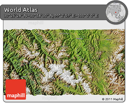 Satellite 3D Map of the Area around 30° 42' 29" N, 99° 31' 30" E