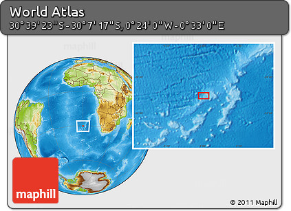 Physical Location Map of the Area around 30° 23' 20" S, 0° 4' 30" E