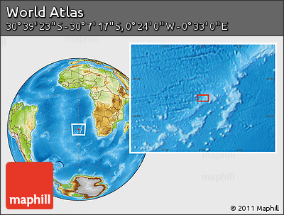 Physical Location Map of the Area around 30° 23' 20" S, 0° 4' 30" E