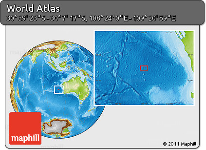 Physical Location Map of the Area around 30° 23' 20" S, 108° 52' 30" E