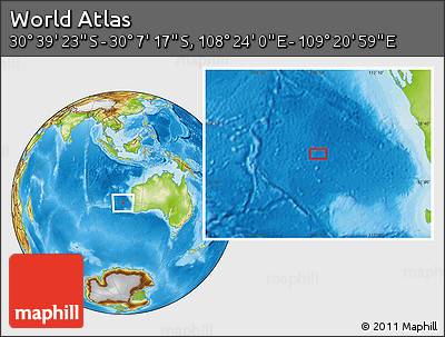 Physical Location Map of the Area around 30° 23' 20" S, 108° 52' 30" E
