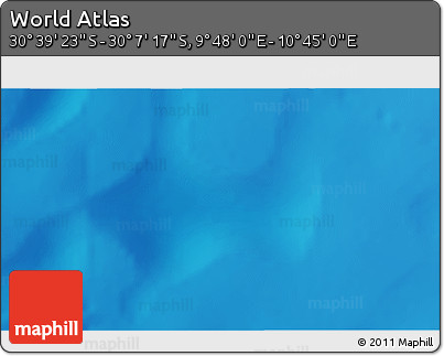 Shaded Relief 3D Map of the Area around 30° 23' 20" S, 10° 16' 30" E
