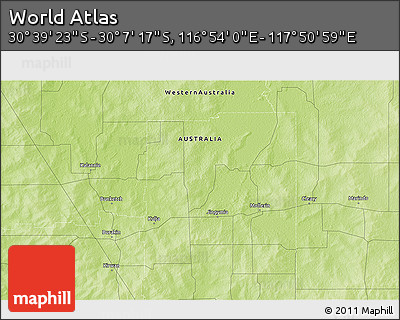 Physical 3D Map of the Area around 30° 23' 20" S, 117° 22' 30" E