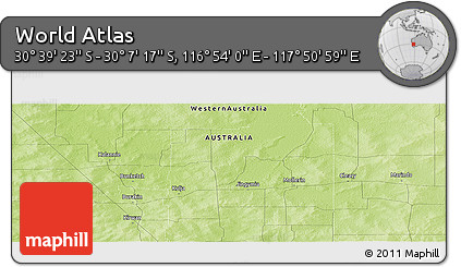 Physical Panoramic Map of the Area around 30° 23' 20" S, 117° 22' 30" E